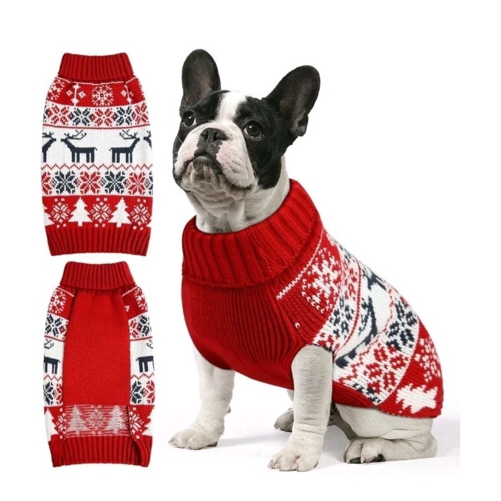 Christmas Dog Sweaters for Small‎ Dogs Girl, Soft Warm Pup Size Medium, Red